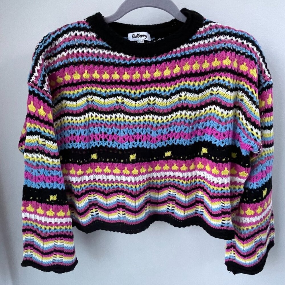 Colourful crop rainbow sweater size S/M